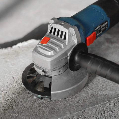 Diamond Concrete Grinding Wheel 5 Inch Cup Wheel in use on concrete surface for stone, cement, marble, granite, and thinset removal.