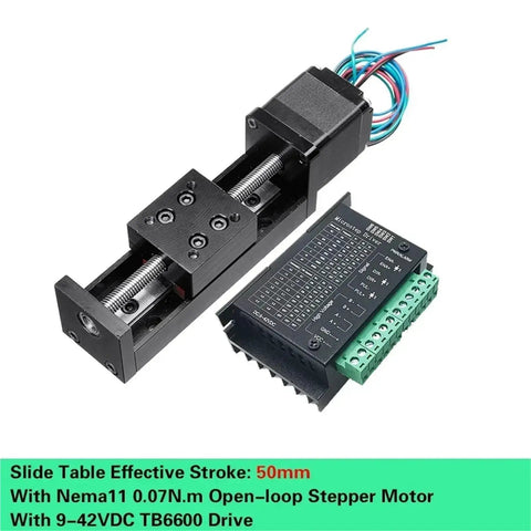 Rock Solid Motorized Slide Table With T Type Linear Guide Rail Stage And Mini Sliding Platform For Dead Nuts Accurate Z Axis Motion Control In Custom Automation Projects with Nema11 stepper motor.