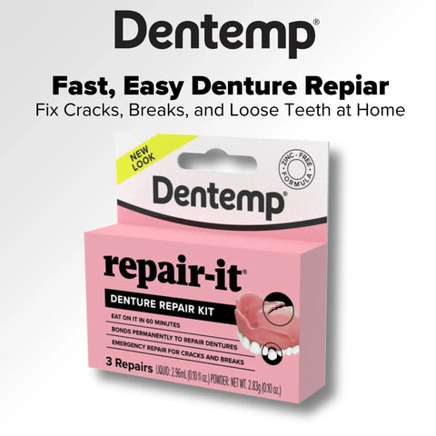 Zinc Free Denture Repair Kit For At Home Use DIY Friendly With Complete Repair Material And Tools Included For Easy Temporary Dental Appliance Fixes