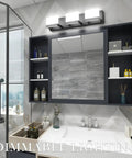 Three Light Black Dimmable LED Vanity Light For Bathroom Up And Down Wall Fixture Over Mirror With Frosted Acrylic Shade