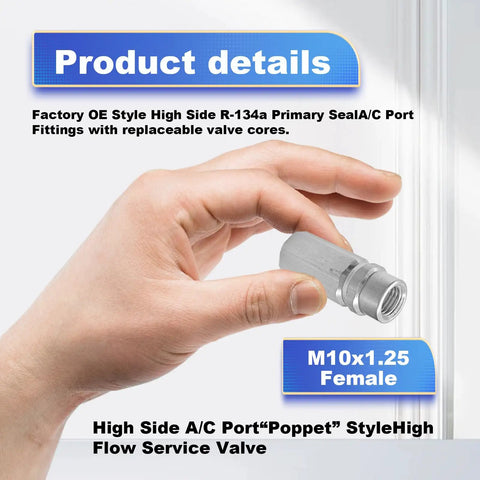 Hand holding Air Conditioning Valve Core Kit For R12 And R134a With Teflon Seal Heavy Duty Refrigeration Service Valve Set