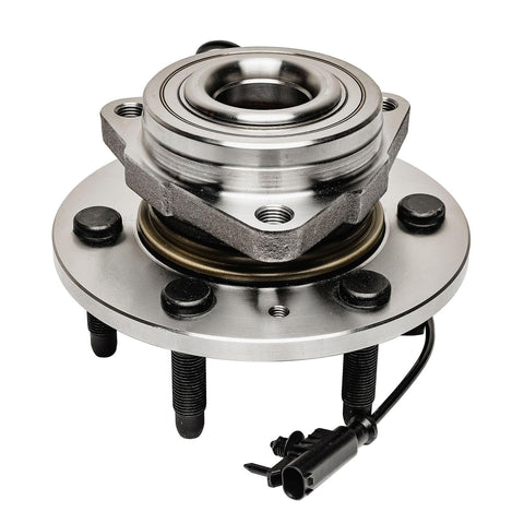 Close-up of 4WD Front Wheel Bearing Hubs And CV Axles Kit For Silverado 1500 Sierra Suburban Tahoe Yukon XL Avalanche And Cadillac Escalade ESV EXT AWD Ready To Roll Replacement Parts For A Smooth Quiet Ride And Easy Install.