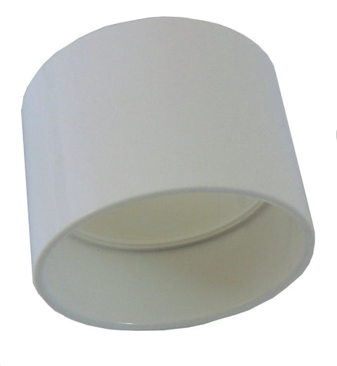 White PVC central vacuum pipe fitting, side view
