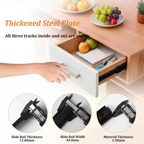 Beefy Heavy Duty 100 Lbs Drawer Slides With 3 Section Full Extension Smooth Quiet Ball Bearing Black Side Mount Glides for cabinets