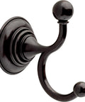 Providence Double Towel Hook In Venetian Bronze With SpotShield Technology, fingerprint resistant wall-mounted bathroom hardware.