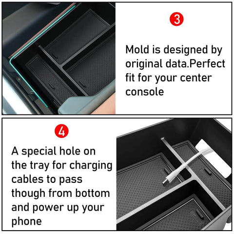 BMW X5 G05 X6 G06 X7 G07 Center Console Organizer Tray with Charging Cable Slot for 2019-2026 Models, Durable, Precise Fit