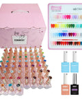 All In One Gel Nail Polish Kit With 68 Bright Colors And 4 Essential Gels Base Coat Builder Gel Top Coat Plus High Shine Finish 72 Pieces Of 12ml For All Seasons Home DIY Nail Salon