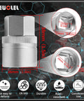 Close-up of socket from 22 Piece Wheel Lock Nut Key Kit For VW Volkswagen Cars Anti Theft Lug Nut Socket Set with measurements
