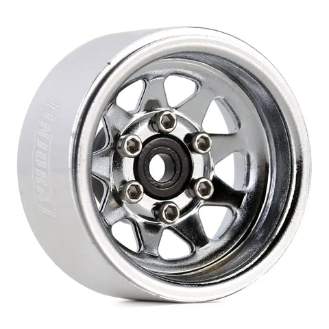 Dope Deep Dish Stamped Steel 1.0 Beadlock Wheel For 1/18 And 1/24 RC Crawlers Silver With Internal Beadlock System And Removable Center Hub