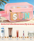 Clear SPF Sunscreen Bag With Handle For Beach And Pool, Waterproof See-Through Travel Toiletry And Makeup Bag on beach