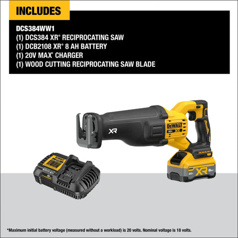 20V Max XR Cordless Reciprocating Saw Kit With Battery And Charger Included, Brushless Power For Fast Cuts, Heavy Duty