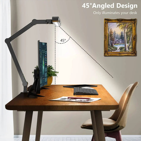 LED Desk Lamp With Clamp For Home Office Atmosphere Lighting, 7 Joint Adjustable Swing Arm, 24W Ultra Bright Light on desk