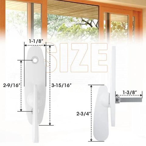 No Sweat Replacement Premium White Sliding Door Thumb Latch For Andersen 200 Series Narroline And Frenchwood Gliding Doors size dimensions displayed