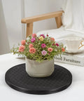 Potted plant on 12 Inch Rotating Turntable With Steel Ball Bearings For Flat Panel Monitors TVs Potted Plants And Stereo Speakers A Versatile Heavy Duty Black Swivel Stand For Home Office Desk Or Display Setup.