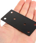 Heavy Duty Stainless Steel Straight Brace Brackets Two Pack Flat Furniture Support Plates in hand.