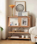 4 Tier Industrial Storage Shelf With Retro Display Rack And Magazine Holder For Bedroom Living Room Kitchen And Study Solid Wood Bookcase