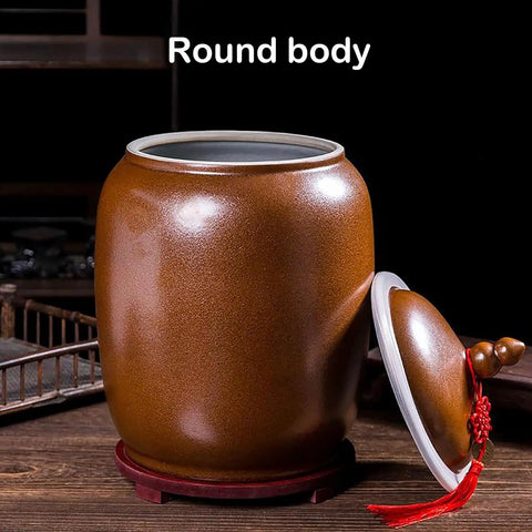 Food Grade Moisture Resistant Large Ceramic Grain Bucket With Airtight Locking Lid Keep Your Favorite Flours Teas And Coffee Beans Freaking Fresh For Modern Pantry Storage Solutions round ceramic grain bucket with lid