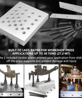Universal Drill Press Support Block Plate Tool Kit For Heavy Duty Bearing And Bushing Repair Removal And Installation 30 Ton Capacity Adjustable Swivel Base With Multiple Threaded Holes For Horizontal Or Vertical Mounting All Purpose Plate