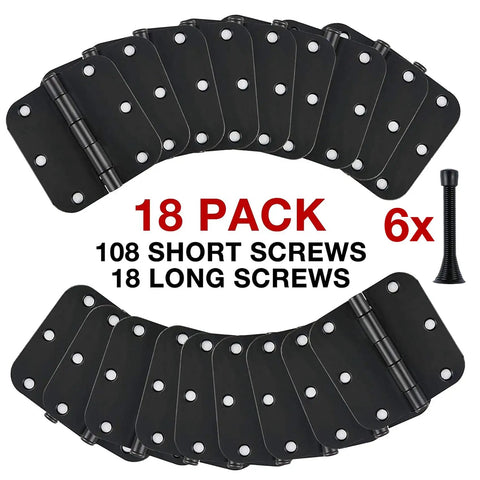 18 Pack Matte Black Door Hinges 3.5 By 3.5 Inch Interior Rounded Hinges With Five Eighth Inch Radius Heavy Duty Removable Pin