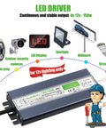 Outdoor 150W Waterproof LED Power Supply IP67 AC 110-260V To 12V 12.5A Non Dimmable Transformer for LED strips and lighting