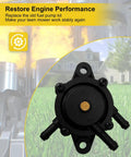 All In One Fuel Pump Kit for Lawn Mower and Tractor with Filter and Spark Plug displayed on outdoor background
