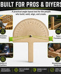 Premium Birch Wood Angle Finder Protractor With String Alignment for precise angle measurements suitable for contractors and DIYers.