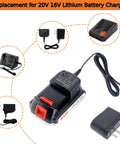 Replacement 20V 16V Lithium Ion Battery Charger For Black And Decker with plug and cable, focus on charging unit design.