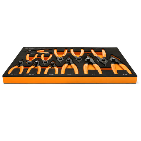 12 Piece Convertible Push Button Snap Ring Pliers Set With Foam Tray For Easy Quick Switch And Secure Grip Includes 0.038 In 0.047 In 0.07 In 0.09 In Tips Meets ASME Standards in foam tray