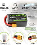 6S 1300mAh 100C LiPo Battery With XT60 Connector For RC FPV Racing Drones And Quadcopters 22.2V Beefy Punchy Power Pack In Soft Case displayed