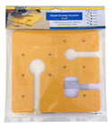 Precision Routing Template For Seamless Drop Bolt Joint Connectors Easy Peasy Countertop Installation Guide Pro Grade Drawer Hardware Jig No Sweat Channel Cutting Accessory in yellow plastic packaging.