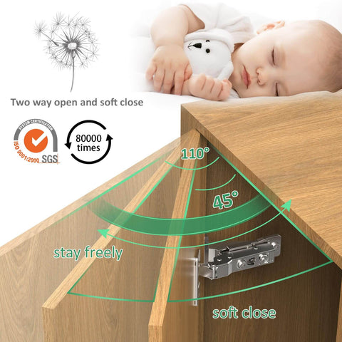 Face Frame Inset Cabinet Hinge Set 2 Pack Soft Close Silent 6 Way Adjustable 105 Degree For Kitchen Cabinets installed view