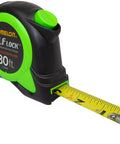 30 Foot Tape Measure With Self Locking Blade Retractable Design, Nylon Coated Blade, Impact Resistant Case, Stud Markings
