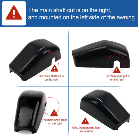 RV Awning End Cap Cover Replacement 643923 Compatible With Lippert Solera Awnings Front Idler and Motor Cover black views