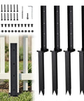 Heavy Duty H Frame Fence Post Stabilizer Kit For Straightening Leaning Wood Fence Posts Without Any Drama While Keeping Residential Yards And Decks Level And Secure Today, featuring black steel brackets and screws.