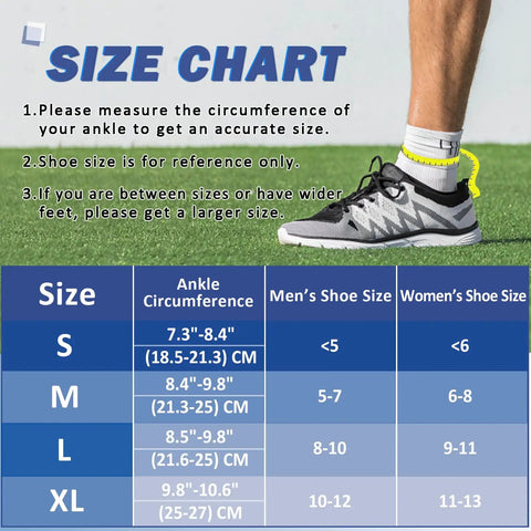 Size chart for Breathable Ankle Support Brace 1 Pair Neoprene Compression Sleeve For Sports Injury Recovery Pain Relief