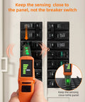 One Stop Electrical Tester Kit With Circuit Breaker Finder GFCI Outlet Tester And Digital LCD Display in use on breaker panel