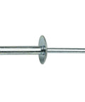 Heavy Duty Workhorse Large Flange Pop Rivets 1/4 X 3/4 Inch Zinc Coated Steel Twenty Five Pack viewed side profile, showing rivet design.