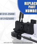Front Left Driver Side Door Lock Actuator For Hyundai Tucson 2010 Through 2017 Electric Power Latch Motor detailed view with part numbers.