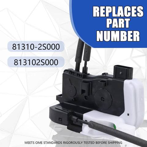 Front Left Driver Side Door Lock Actuator For Hyundai Tucson 2010 Through 2017 Electric Power Latch Motor detailed view with part numbers.