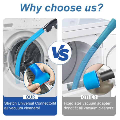 Comparison of dryer vent lint cleaner kit with flexible vacuum hose attachment vs fixed size adapter for deep cleaning clogged ducts.