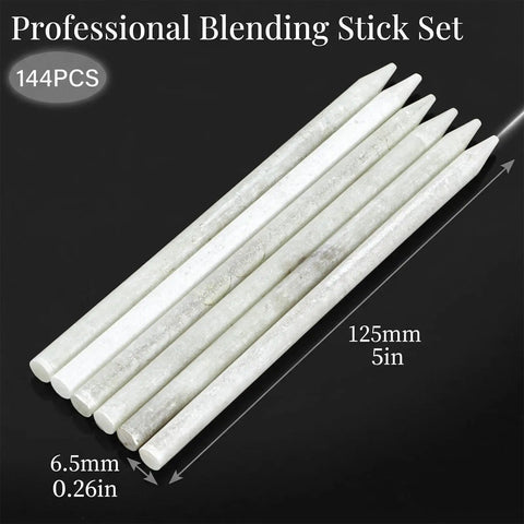 144 Pcs Round Soapstone Pen Refills For Welding And Metal Fabrication, 125mm white sticks with sizes marked on black background