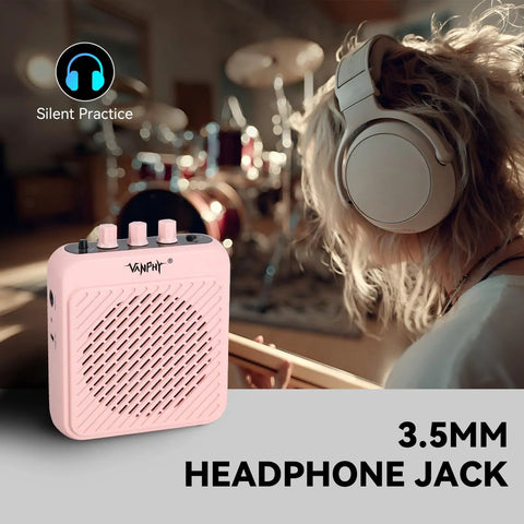 Mini 3W Rechargeable Bluetooth Guitar Amp With Dual Channel Clean And Overdrive For Indoor Practice And Travel, Portable Tiny Pink Amp With 3.5mm Headphone Jack
