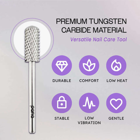 Pro Grade Carbide Nail Drill Bit For Gel Polish And Acrylic Removal Small Barrel Shank Three Thirty Second Inch Silver Coarse Grit Two Way Rotation Safe Electric File Tool For Nail Salon Manicure Pedicure.