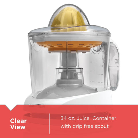Electric Citrus Juicer With 32 Ounce Pitcher No Fuss Pressure Activated Adjustable Pulp Control Self Reversing Reamer With Stirrer