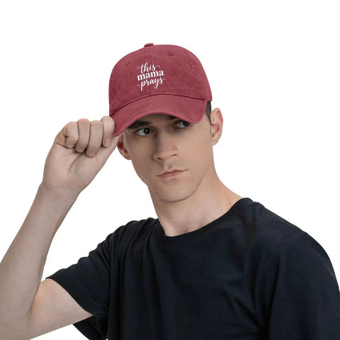 Man wearing Wine Red Lightweight Baseball Cap For Men, Breathable Soft Comfort Fit Hat For Running, Hiking, Cycling, Walking and Outdoor Sports
