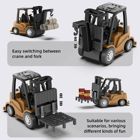 Mini RC Forklift Toy One Sixty Fourth Scale With Remote And Free App Control Two In One Transformable Fork And Hook