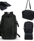 Underseat Go To Carry On Backpack Fits United Airlines 17x10x9 Inches 25L Max Capacity Black Travel Bag For Men And Women showing various angles and features.