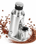 Kickstart Your Morning Grind With This Heavy Duty 80mm Flat Burr Coffee Grinder featuring stainless steel design and coffee beans.