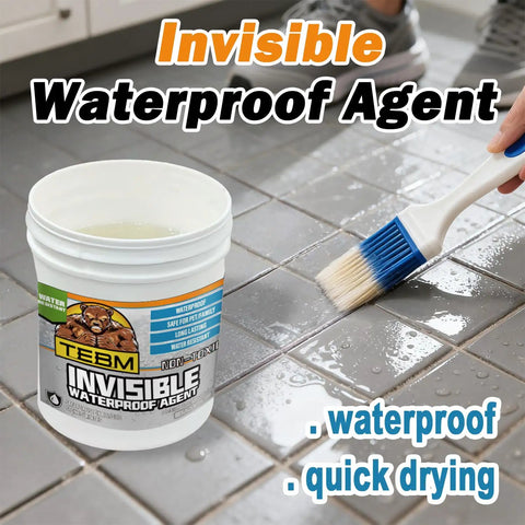 Rock Solid Invisible Waterproof Sealant And Liquid Rubber Coating, clear rubber coating applied with brush on tiles.
