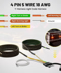 Heavy Duty 22 Foot Trailer Wiring Harness With Slick Wishbone Adapter For Zero Fuss Both Side Taillight Rewrite And Ridiculously Easy Four Way Flat Plug Hookup Y-harness light code diagram with color-coded wires.